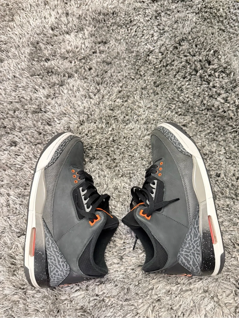 Jordan 3 Retro Men’s Sneakers - Grey with Orange Accents